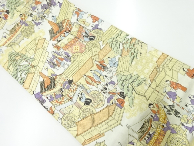 リサイクル　時代人物風景模様織出し袋帯